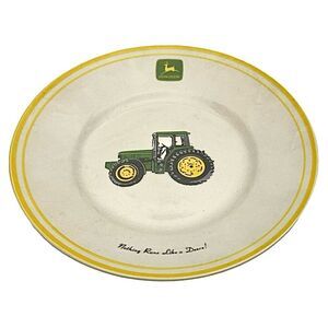 John Deere Dinner Salad Plate 9" Gibson Tableware Green Tractor Collectible